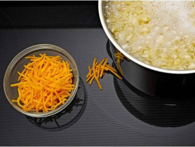 cheese on an induction cooktop
