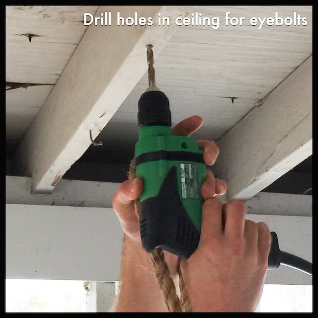 drill holes in ceiling