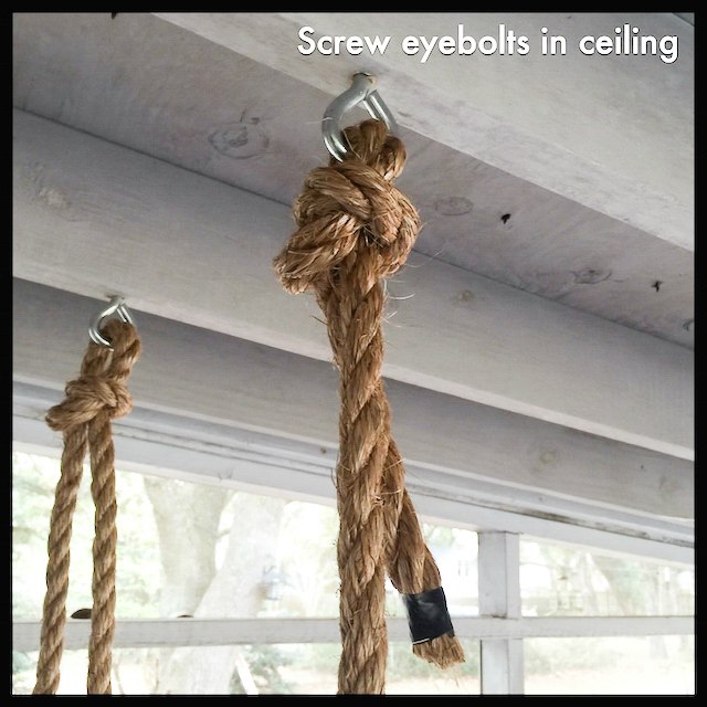 screw eyebolts into ceiling