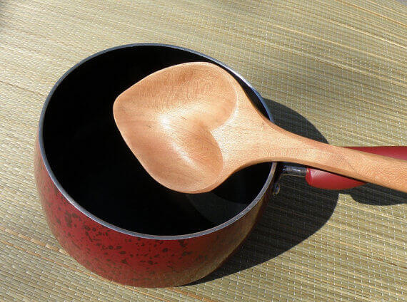 cherry wooden heart spoon