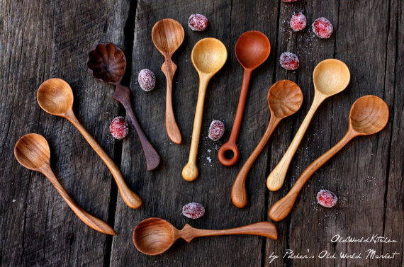 Handmade wooden serving spoons