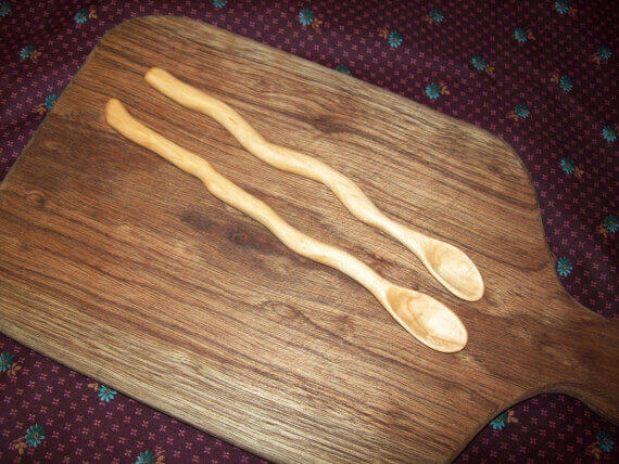 oblong wood spoon