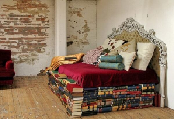 bed made of books
