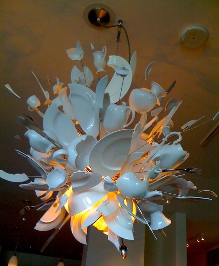 Fork and Spoon and plate chandelier