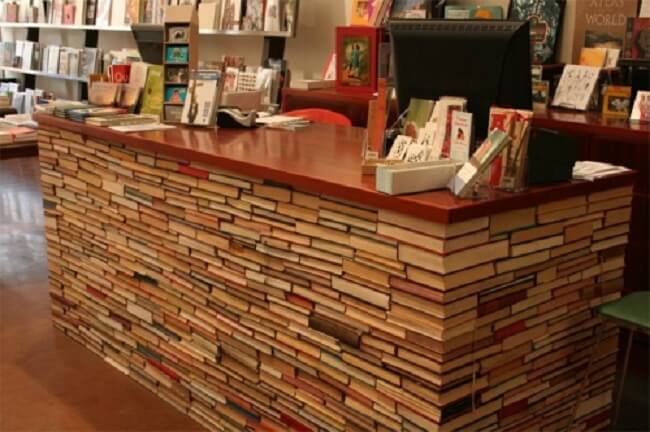 desk made from books