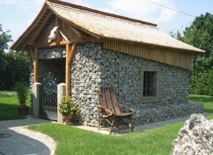 stone gabion shed