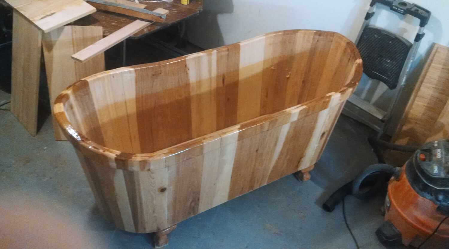 A hickory wood tub from etsy seller Driftwood Tubs