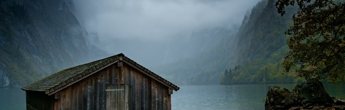 misty boathouse