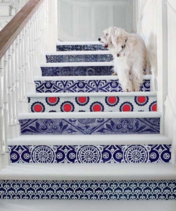 stenciled staircase