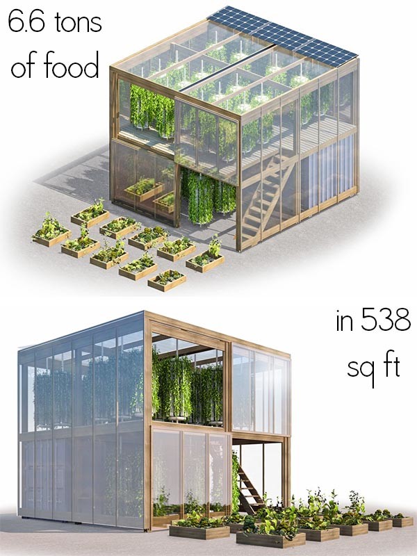 This flatpack urban farm only takes up 538 square feet, but its creators say that it can yield as much as 6 tonnes (6.6 tons) of fresh produce per year.