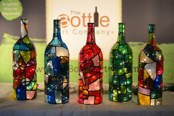 Stained Glass Light Up Wine Bottles With Lights
