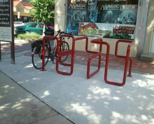 Red bike rack