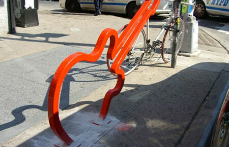 Guitar shaped bike rack in NYC