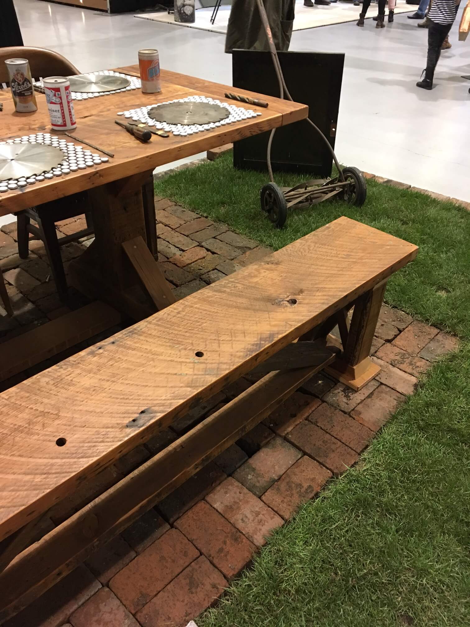 table made from old bleachers