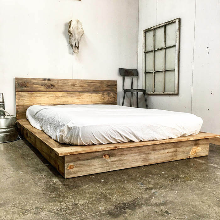 rustic wood modern platform bed