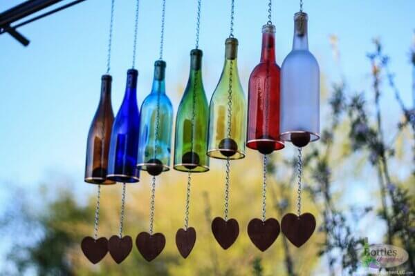 wine bottle wind chimes