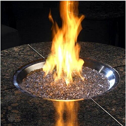 Round Fire Pit Table with Glass Fire Gems