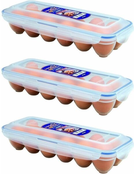 three reusable egg cartons