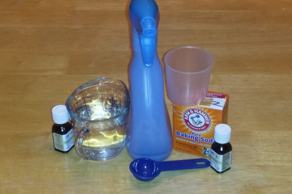 spray bottle and cleaning ingredients