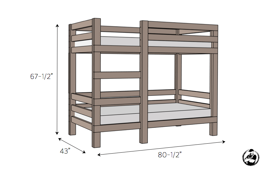 Bunk Bed Plans Insteading, Twin Loft Bed Building Plans