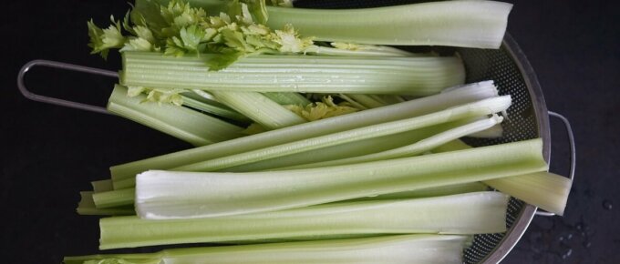 celery in strainer