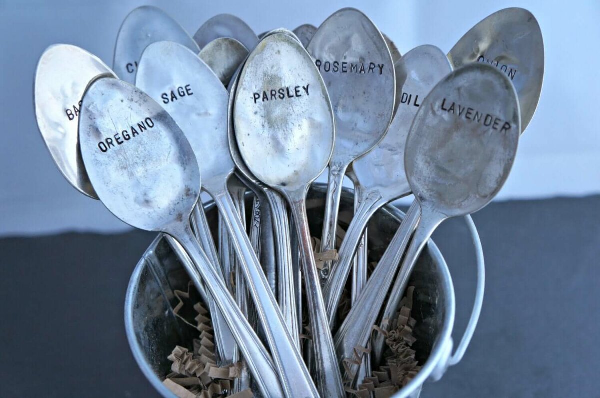 silver plated spoon plant markers