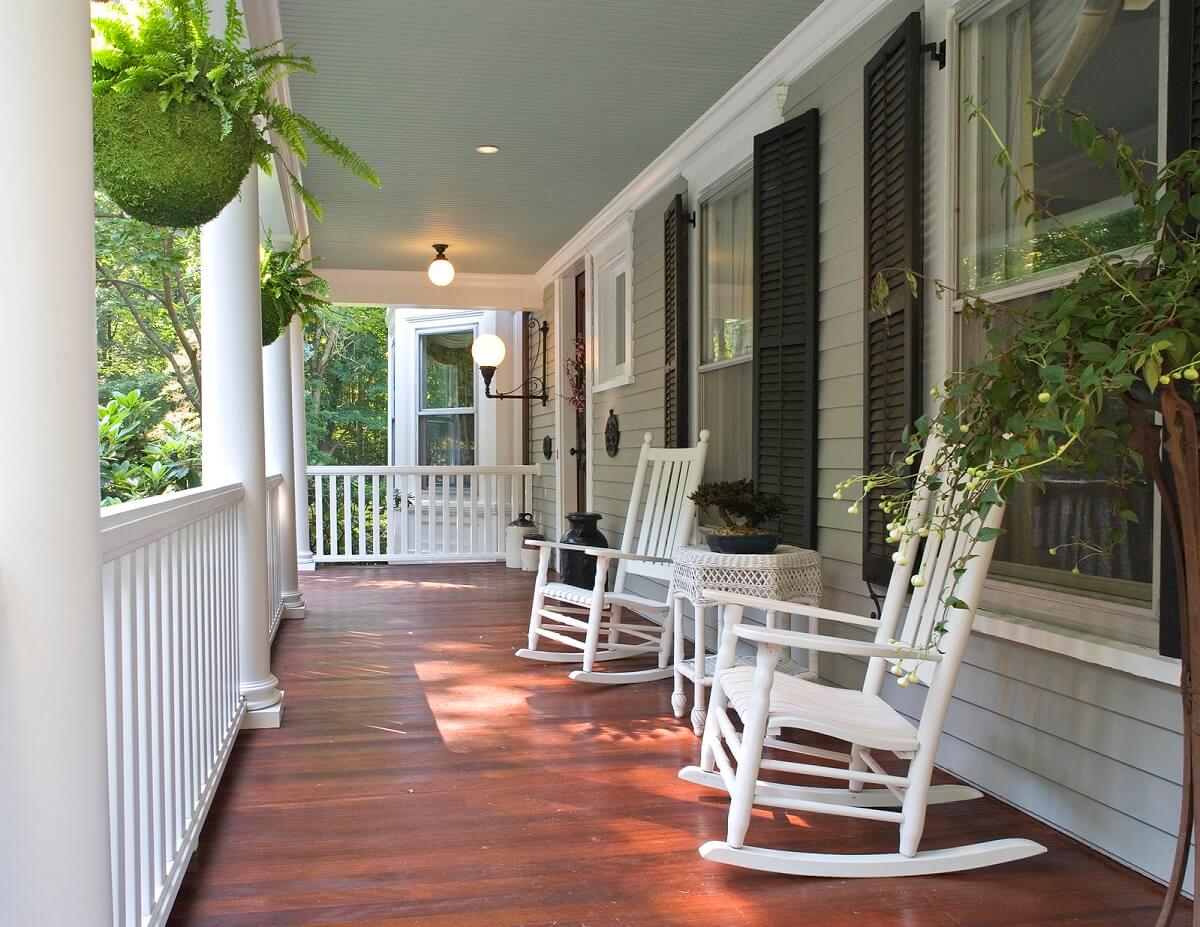 front porch and rocking chairs