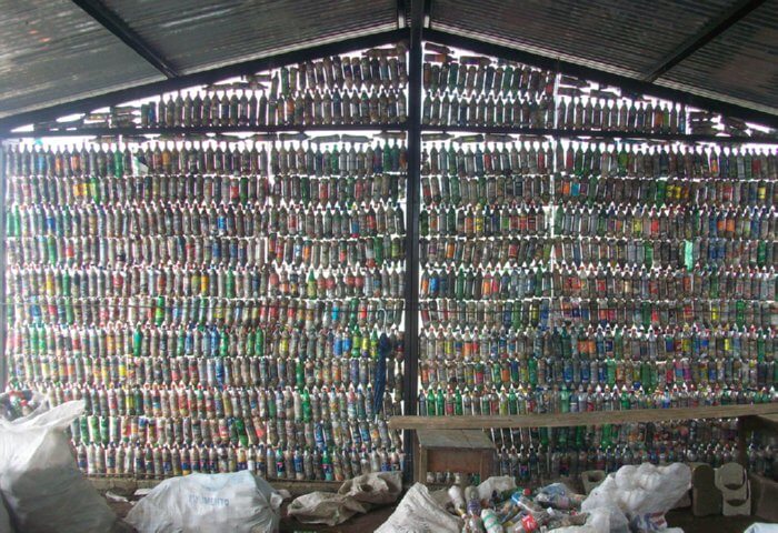 plastic bottle building